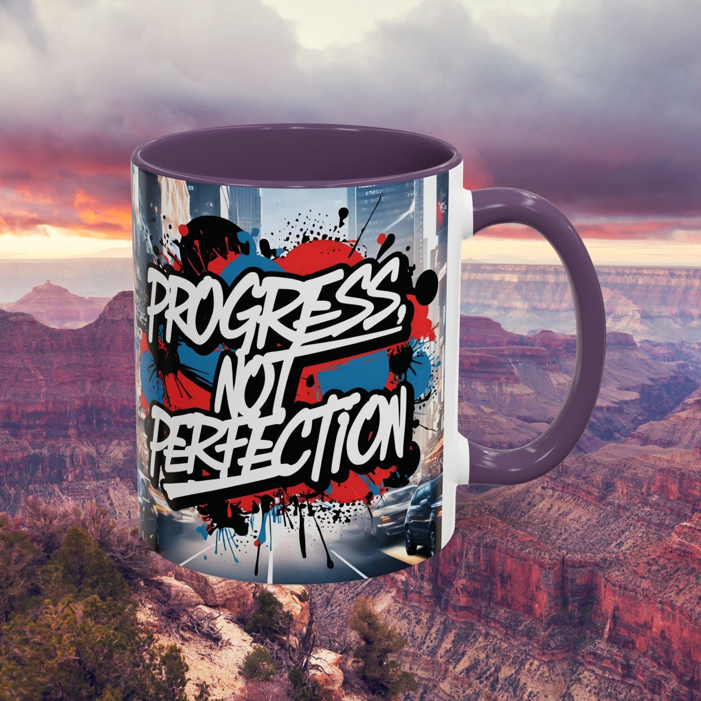 Progress Not Perfection! Graffiti Style Mug - Vibrant Design - 11oz/15oz - 8 Colors