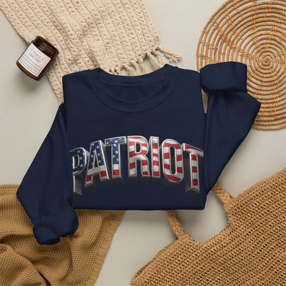 Patriot Crewneck Sweatshirt — American Flag Text Graphic