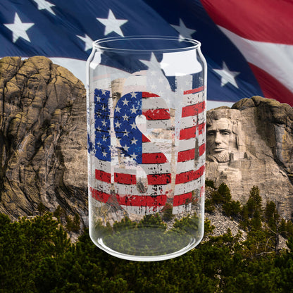 💥 USA Pride 💥 16 oz 💥 Clear 💥 Tempered 💥 Sipper Glass 💥Gasket-Push Bamboo Lid 💥
