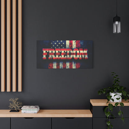 Patriotic Wall Art Print - Freedom Design Canvas Decor - American Flag Red White & Blue Artwork - Christmas Gifts - Independence Day Decoration - Home Gallery Piece -
