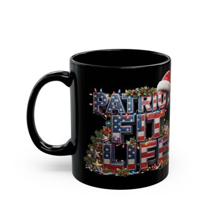 Patriot Fit Life Christmas Coffee Mug - Three-Line Flag & Garland Design | 11oz & 15oz