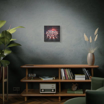 Gallery Wrapped Canvas Wall Art - Charlie Kirk Inspired - This Is The Turning Point! - Red White Blue - American Flag Backdrop Design - Multiple Sizes -