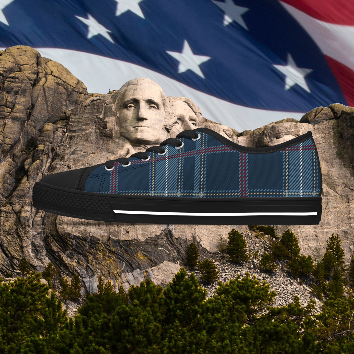 🇺🇸 Plaid Blue 🇺🇸 Low Top Sneakers 🇺🇸 Comfortable 🇺🇸Casual Footwear 🇺🇸 for Every Occasion 🇺🇸