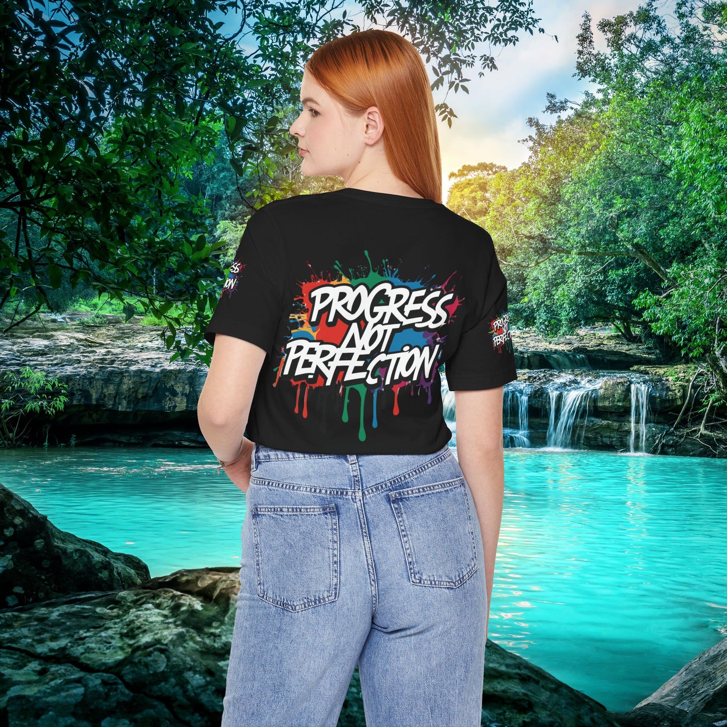 💥 Vibrant   💥   Eye-catching   💥   Motivational    💥 All  Over Print   💥 Unisex T-shirt  💥   Progress  Not  Perfection   💥  Art-Inspired   💥  Apparel  💥  Sizes  XS  x  4XL 💥