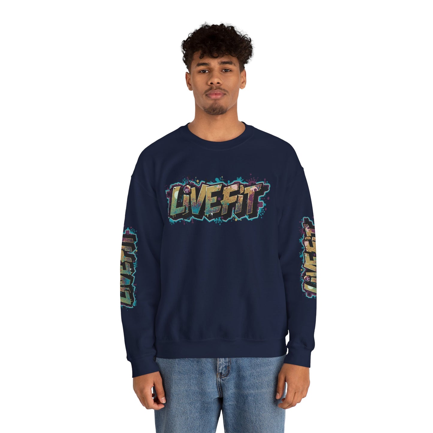 Live Fit Crewneck Sweatshirt - Trendy Fitness Apparel -  Unisex Casual Wear -  Sports Gift -  Workout Fashion -  Street Style Sweatshirt -