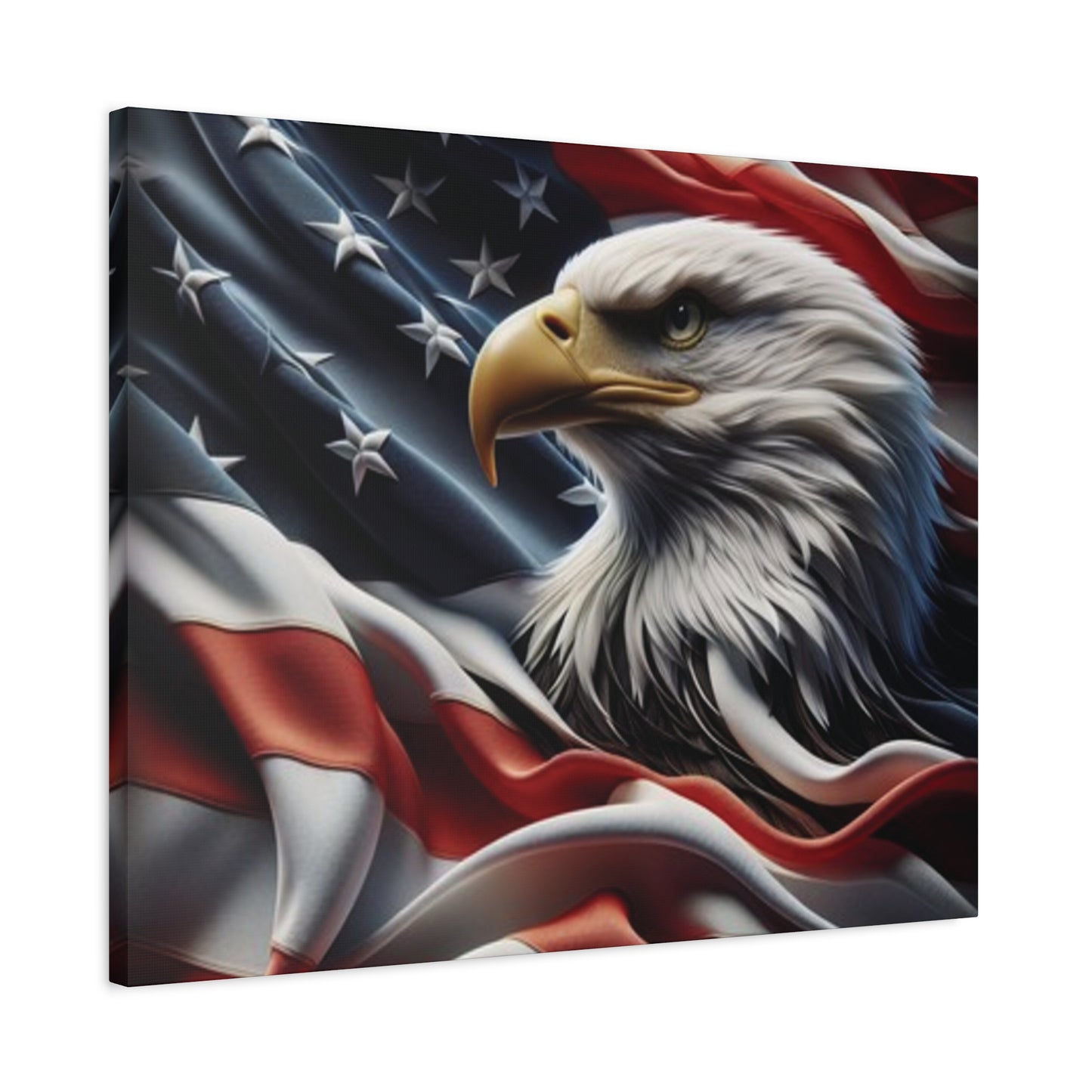 Patriotic Eagle Gallery Wrapped Canvas Art - American Flag Wall Decor - Red White Blue - USA Pride - Holiday Gift -  4th of July Home Decoration - Veteran Gift -  USA Theme Art - Print On Sides - Mirror Sides -