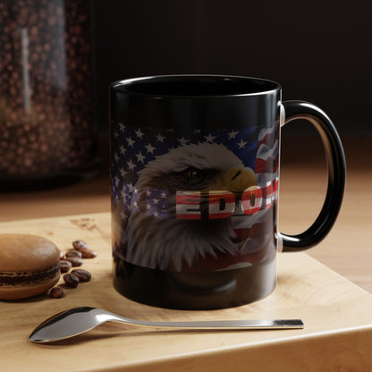 Freedom! Bald Eagle Patriotic Accent Mug - Red White & Blue - 11oz/15oz