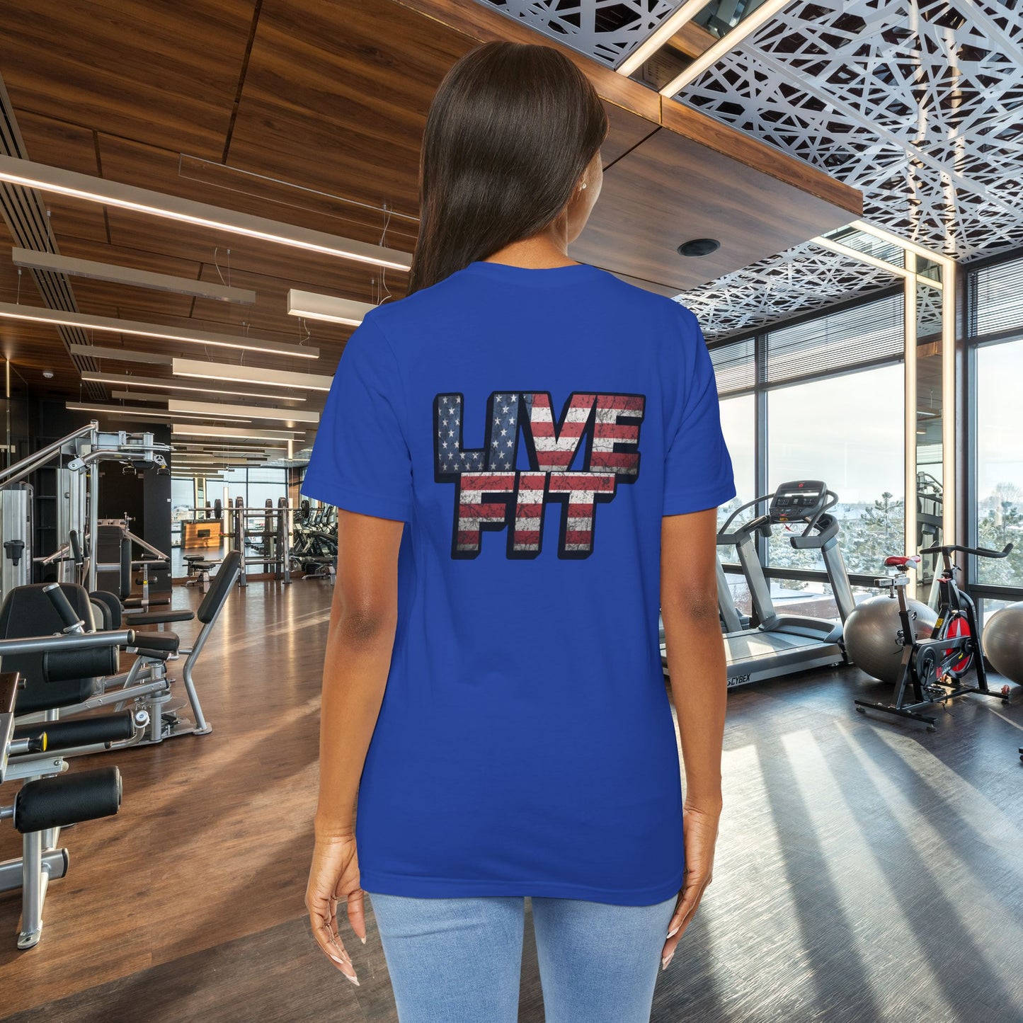 LIVE FIT Patriotic T-Shirt - American Flag Red White Blue - Unisex Fitness Tee