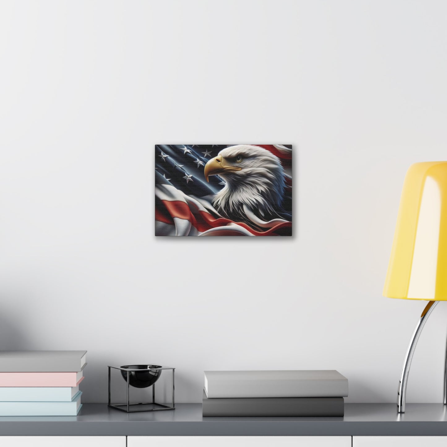 Patriotic Canvas Wall Art - American Eagle - American Flag Background Design - Red White Blue - Home Decor for Veterans -  Memorial Day -  Independence Day -  Holiday Gifts -