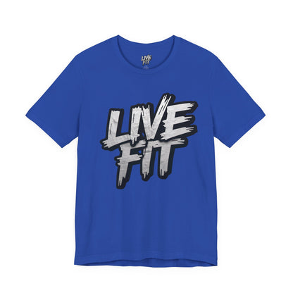 LIVE FIT Unisex Jersey Tee - Fitness Shirt - XS - 4XL -  Workout Apparel -  Motivational T-Shirt - Casual Wear - Gift for Fitness Enthusiasts