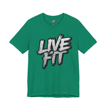 LIVE FIT Unisex Jersey Tee - Fitness Shirt - XS - 4XL -  Workout Apparel -  Motivational T-Shirt - Casual Wear - Gift for Fitness Enthusiasts