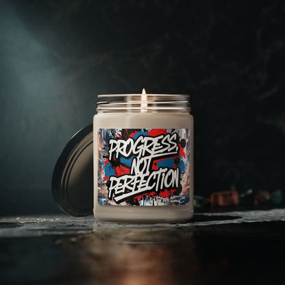 Progress Not Perfection Scented Soy Candle - 9oz - Inspirational Motivational Gift - Fitness Home Decor - 9 Scents