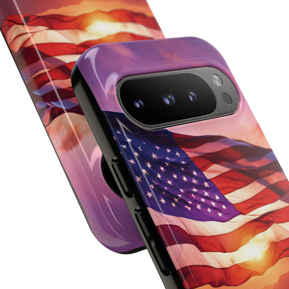 Stylish Phone Case - American Flag At Sunset Design - Patriotic Gift for Veterans - Independence Day -  Summer Vibes -