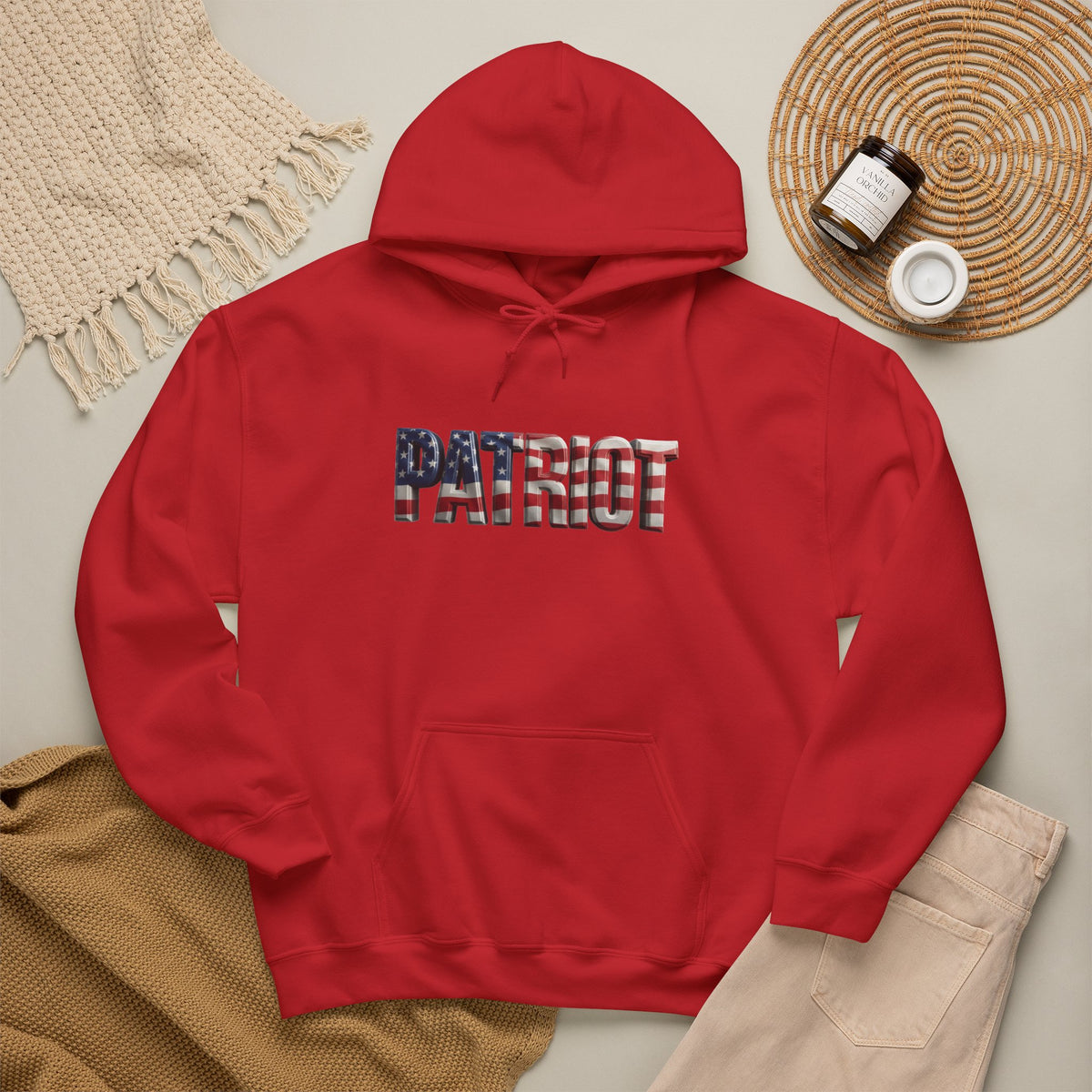 Patriot Flag Hoodie — American Flag 'PATRIOT' Graphic Hooded Sweatshirt