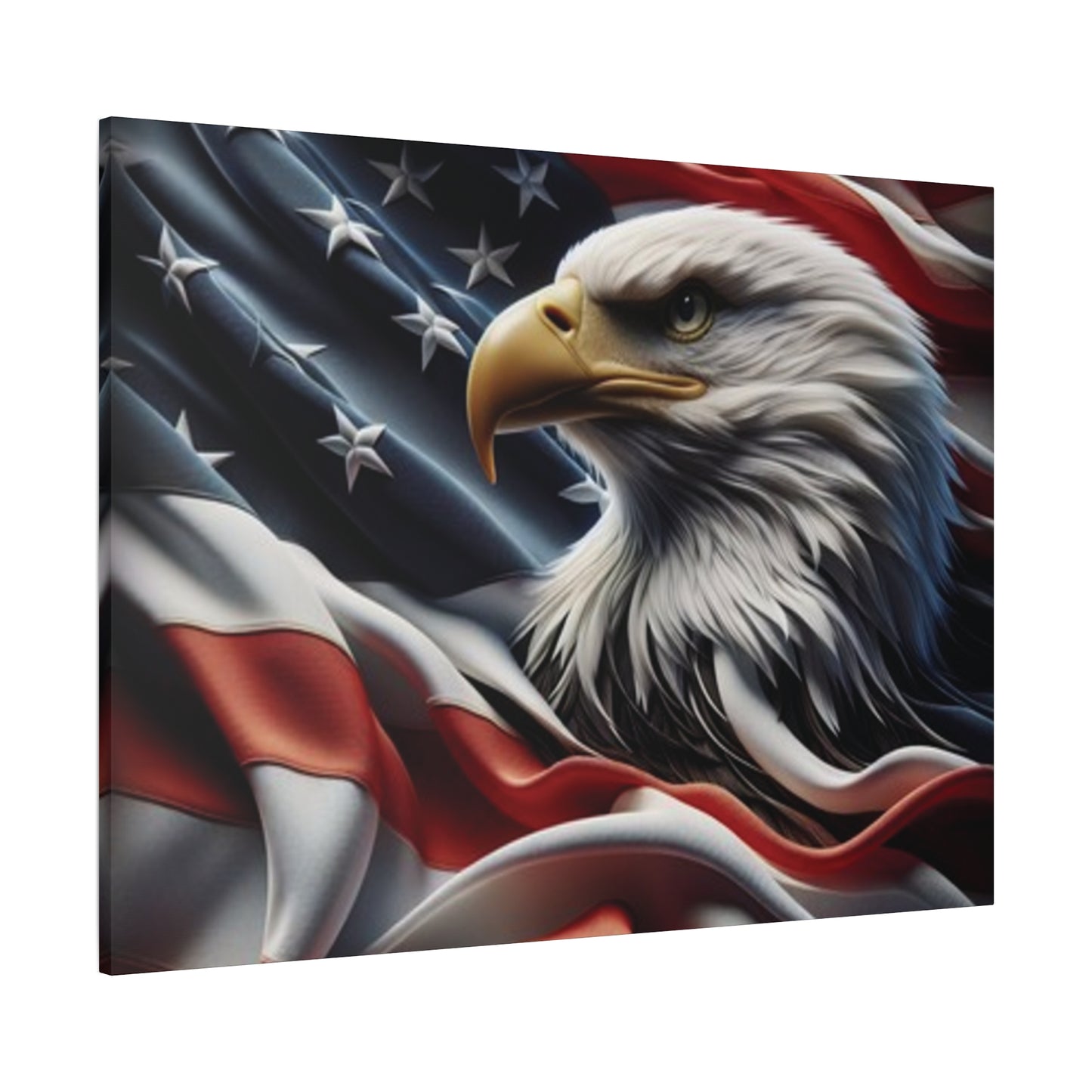 Patriotic Eagle Gallery Wrapped Canvas Art - American Flag Wall Decor - Red White Blue - USA Pride - Holiday Gift -  4th of July Home Decoration - Veteran Gift -  USA Theme Art - Print On Sides - Mirror Sides -