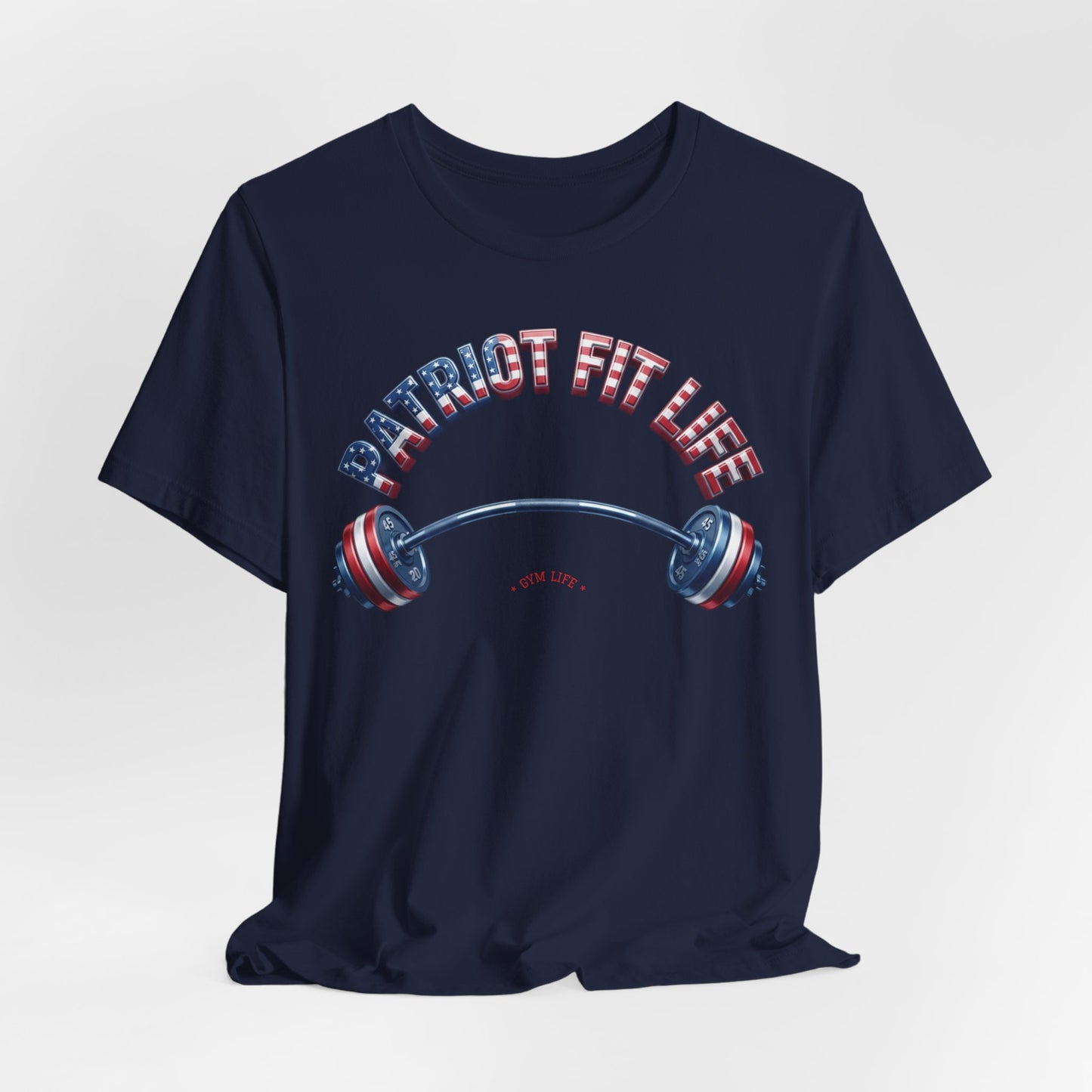 Patriot Fit Life Gym Life T-Shirt | American Flag Barbell Tee – LIVE FIT