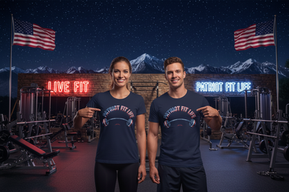 Patriot Fit Life Gym Life T-Shirt | American Flag Barbell Tee – LIVE FIT