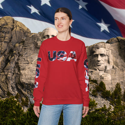 Patriotic USA Red White Blue - Crewneck Sweatshirt - Unisex Pullover - S-5XL