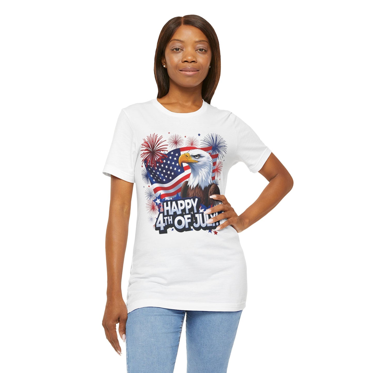 Happy 4th of July Graphic T-Shirt - Patriotic Bald Eagle - American Flag Tee - XS-4XL