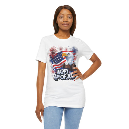 Happy 4th of July Graphic T-Shirt - Patriotic Bald Eagle - American Flag Tee - XS-4XL