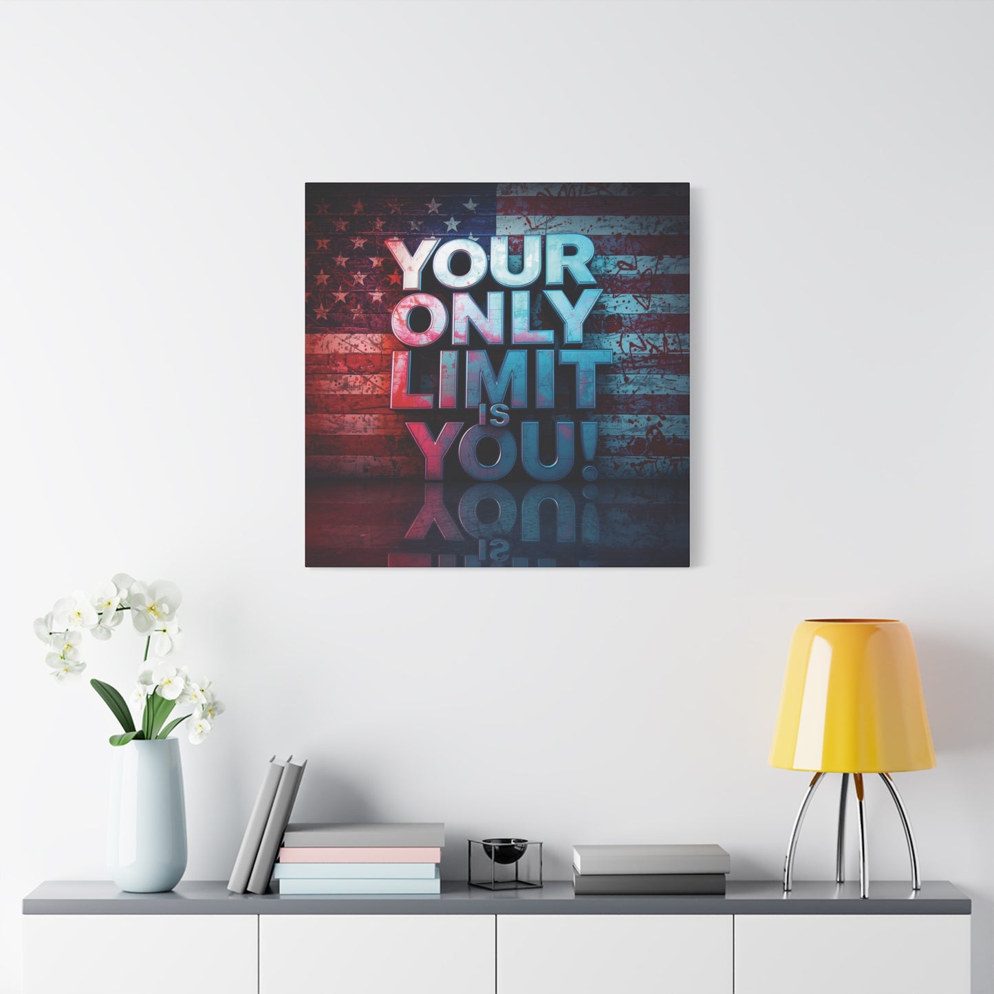 Gallery Wrapped - Motivational Canvas Wall Art - Your Only Limit Is You! - Inspirational Decor for Home Office - Inspirational Gift - Vintage American Flag - Limitless Living - Personal [...]