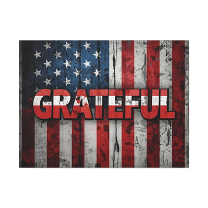Grateful American Flag Wall Art | Patriotic Canvas Decor, Home Wall Decor, Inspirational Gift, 4th of July Decoration, Veteran's Day