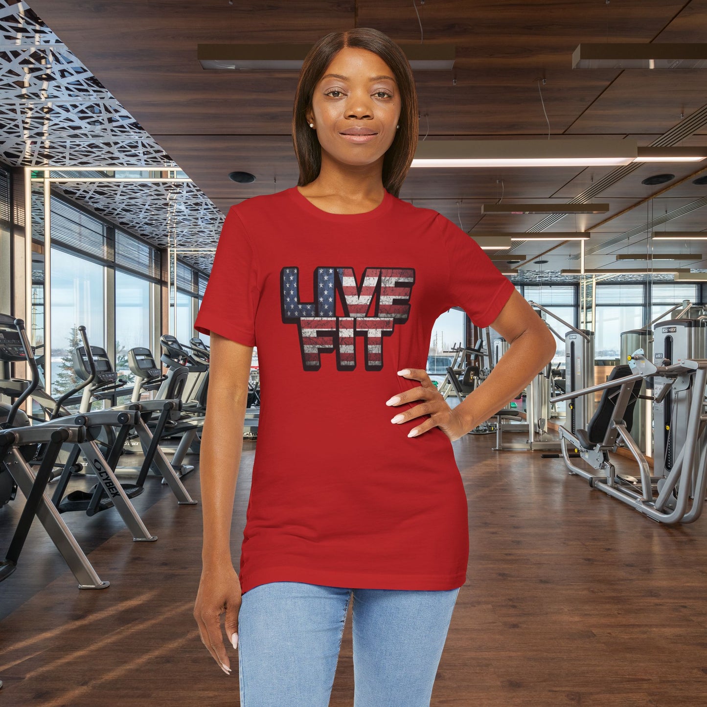 LIVE FIT Patriotic T-Shirt - American Flag Red White Blue - Unisex Fitness Tee