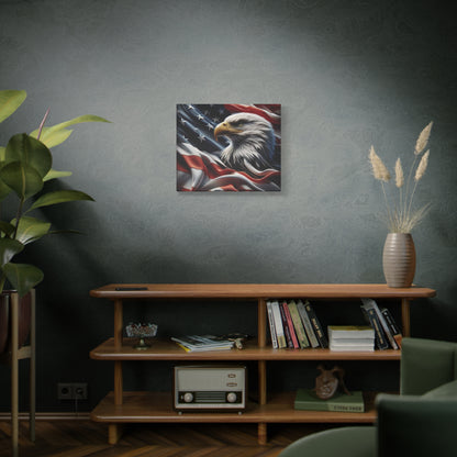 Patriotic Eagle Gallery Wrapped Canvas Art - American Flag Wall Decor - Red White Blue - USA Pride - Holiday Gift -  4th of July Home Decoration - Veteran Gift -  USA Theme Art - Print On Sides - Mirror Sides -