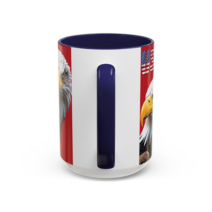 Patriotic Bald Eagle Accent Mug - Red White & Blue - 11oz/15oz - 4 Colors
