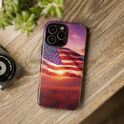 Stylish Phone Case - American Flag At Sunset Design - Patriotic Gift for Veterans - Independence Day -  Summer Vibes -
