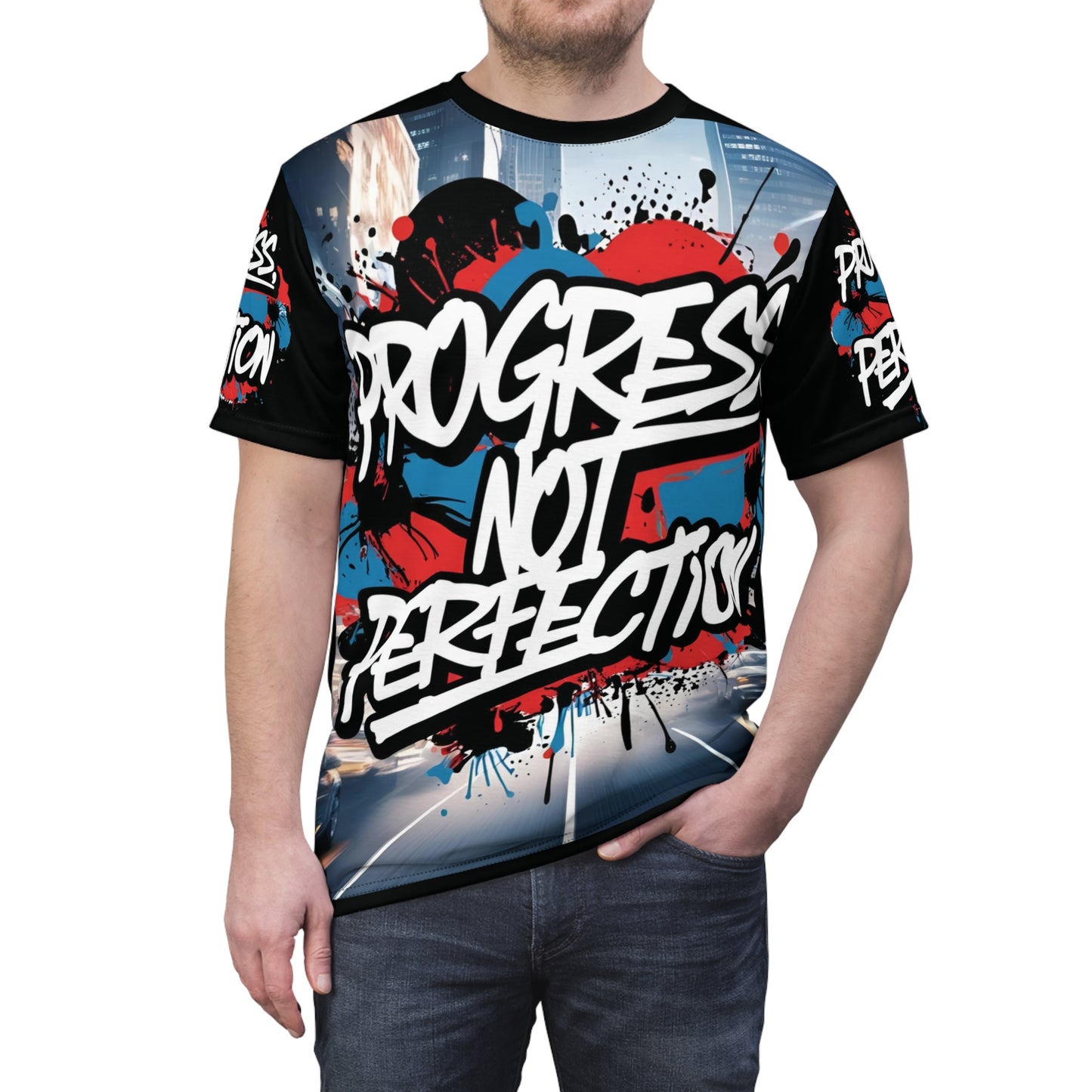 💥 Progress Not Perfection  💥  Stylish   Print  💥  Unisex Graphic Tee 💥  Bold Street Art Design 💥   Motivational Style  💥  Sizes  US  S-3XL  💥