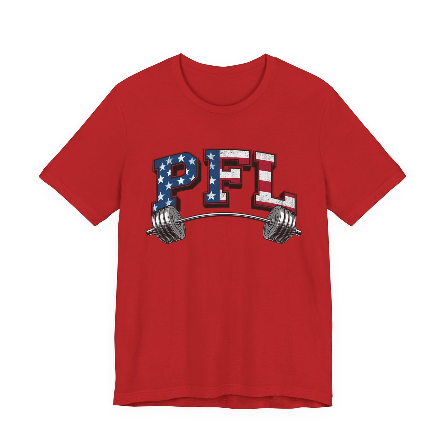 PFL Patriot Fit Life T-Shirt | American Flag Barbell Weightlifting Tee – LIVE FIT