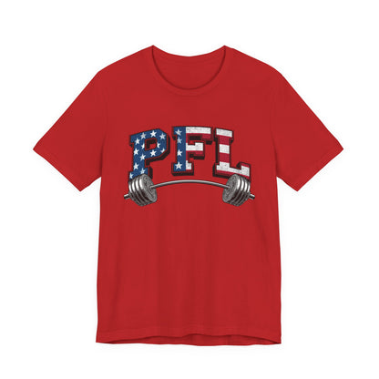 PFL Patriot Fit Life T-Shirt | American Flag Barbell Weightlifting Tee – LIVE FIT