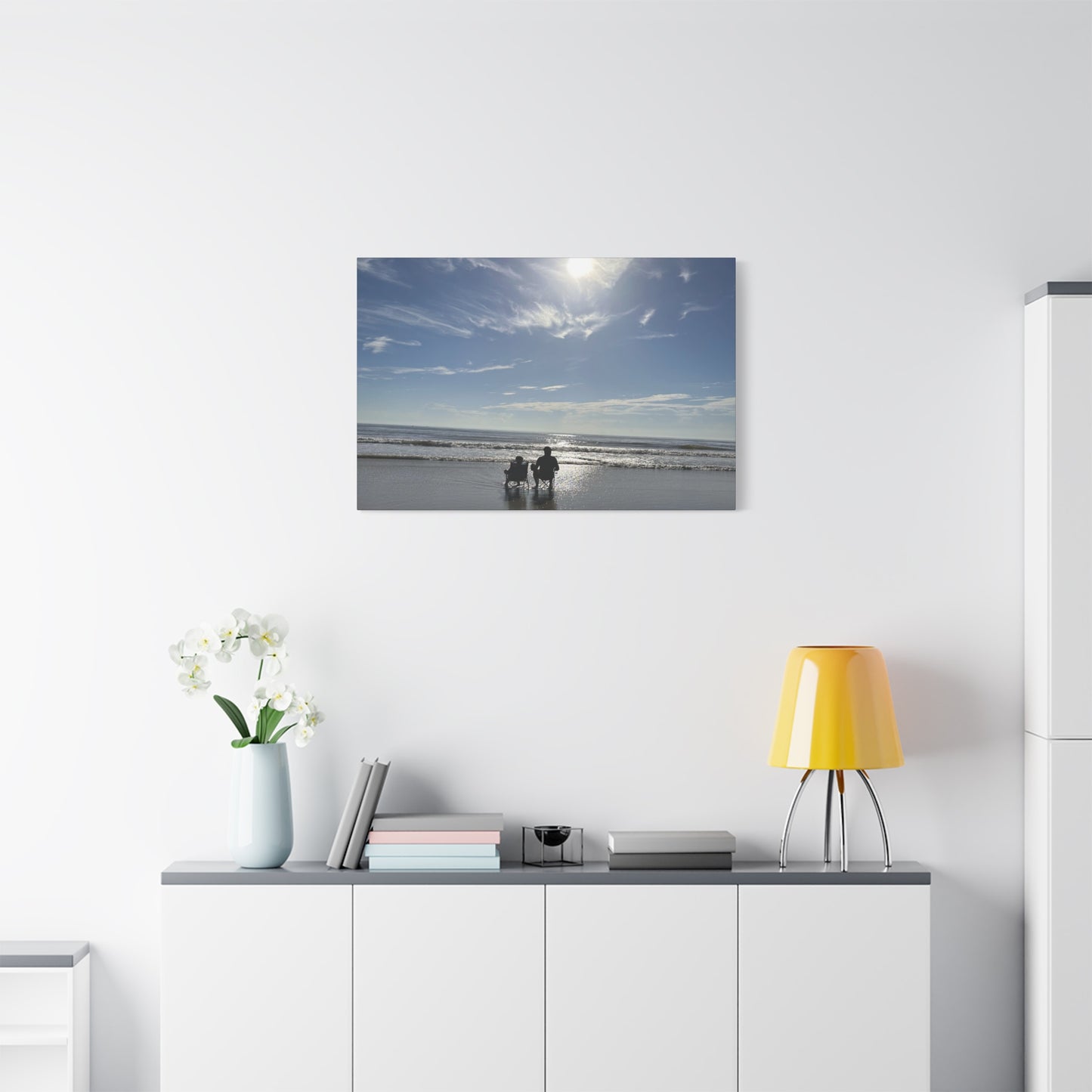 Beach Sunset Canvas Art, Stretched Canvas Print, Coastal Home Decor, Ocean Wall Art, Serene Landscape Painting
