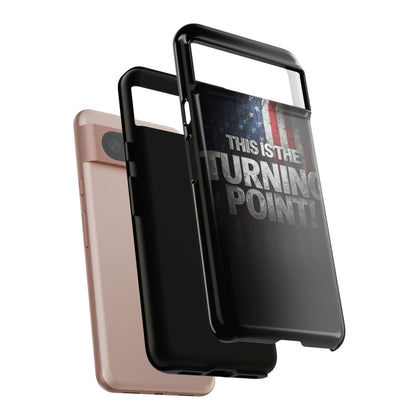 Stunning Patriotic Protective Cell Phone Case -  Charlie Kirk - This Is The Turning Point! - Red White Blue - Beautiful American Flag Backdrop Design - Perfect Gift for Everyday Use, Durable Cover, Stylish Protection