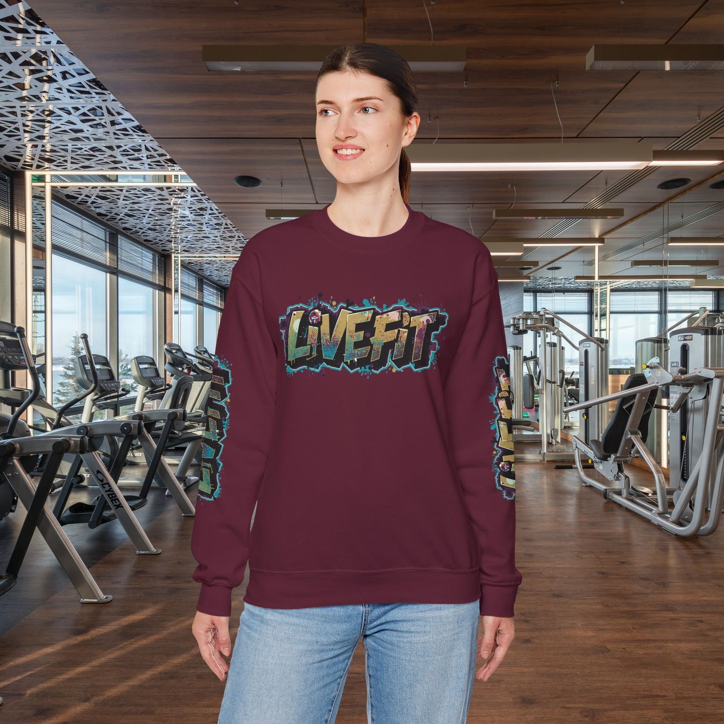 Live Fit Crewneck Sweatshirt - Trendy Fitness Apparel -  Unisex Casual Wear -  Sports Gift -  Workout Fashion -  Street Style Sweatshirt -