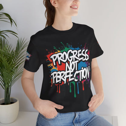 💥 Vibrant   💥   Eye-catching   💥   Motivational    💥 All  Over Print   💥 Unisex T-shirt  💥   Progress  Not  Perfection   💥  Art-Inspired   💥  Apparel  💥  Sizes  XS  x  4XL 💥