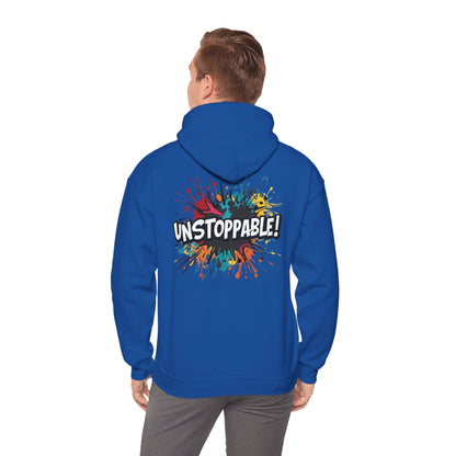 Unstoppable! Paint Splash Hoodie - Motivational Graphic Sweatshirt - Unisex Pullover - S-5XL