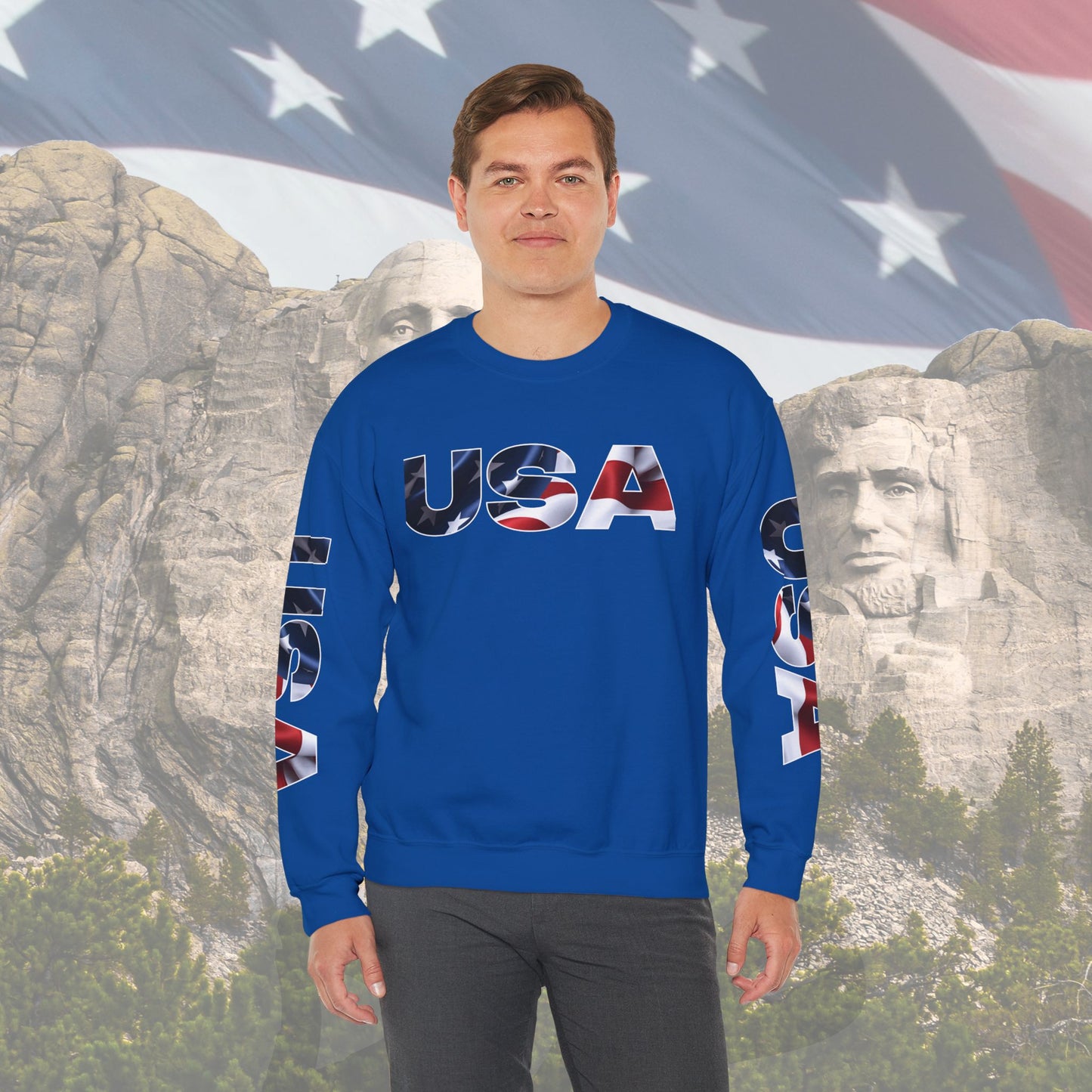 Patriotic USA Red White Blue - Crewneck Sweatshirt - Unisex Pullover - S-5XL