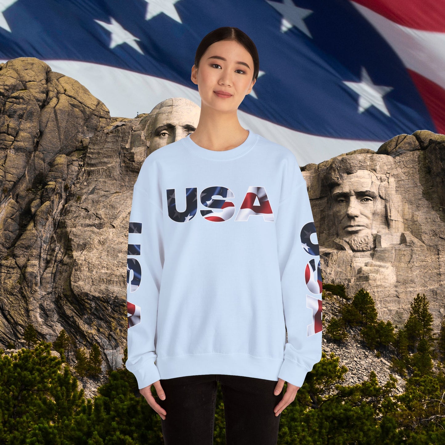 Patriotic USA Crewneck Sweatshirt - Unisex Heavy Blend - American Pride - National Pride Gift - S-5XL
