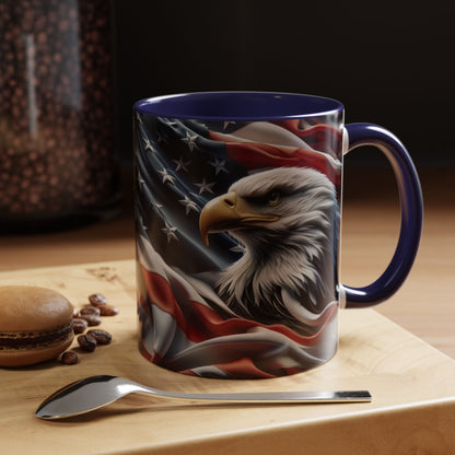 Patriotic Eagle Mug - Vintage American Flag Design - 11oz/15oz