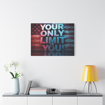 Gallery Wrapped - Motivational Canvas Wall Art - Your Only Limit Is You! - Inspirational Decor for Home Office - Inspirational Gift - Vintage American Flag - Limitless Living - Personal [...]
