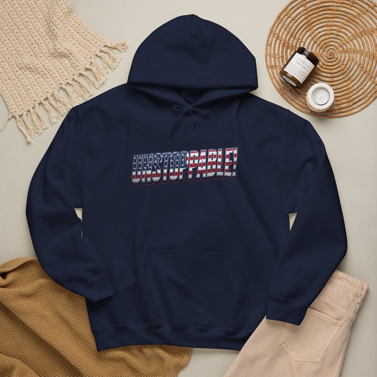 UNSTOPPABLE! Hoodie — USA Flag Graphic Pullover | LIVE FIT - Patriot Fit Life