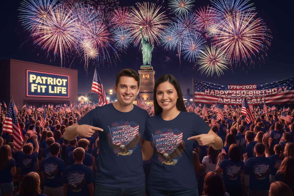1776-2026 Happy 250th Birthday America!!! 4th of July Eagle T-Shirt | USA Flag & Fireworks Patriotic Tee