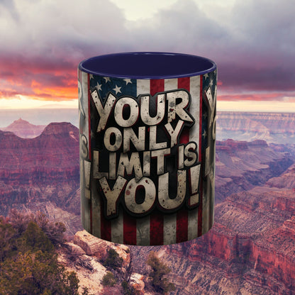 Patriotic Coffee Mug - Motivational Quote - Your Only Limit Is You!, - Perfect Gift for Veterans, Independence Day, Coffee Lovers, Inspirational Decor