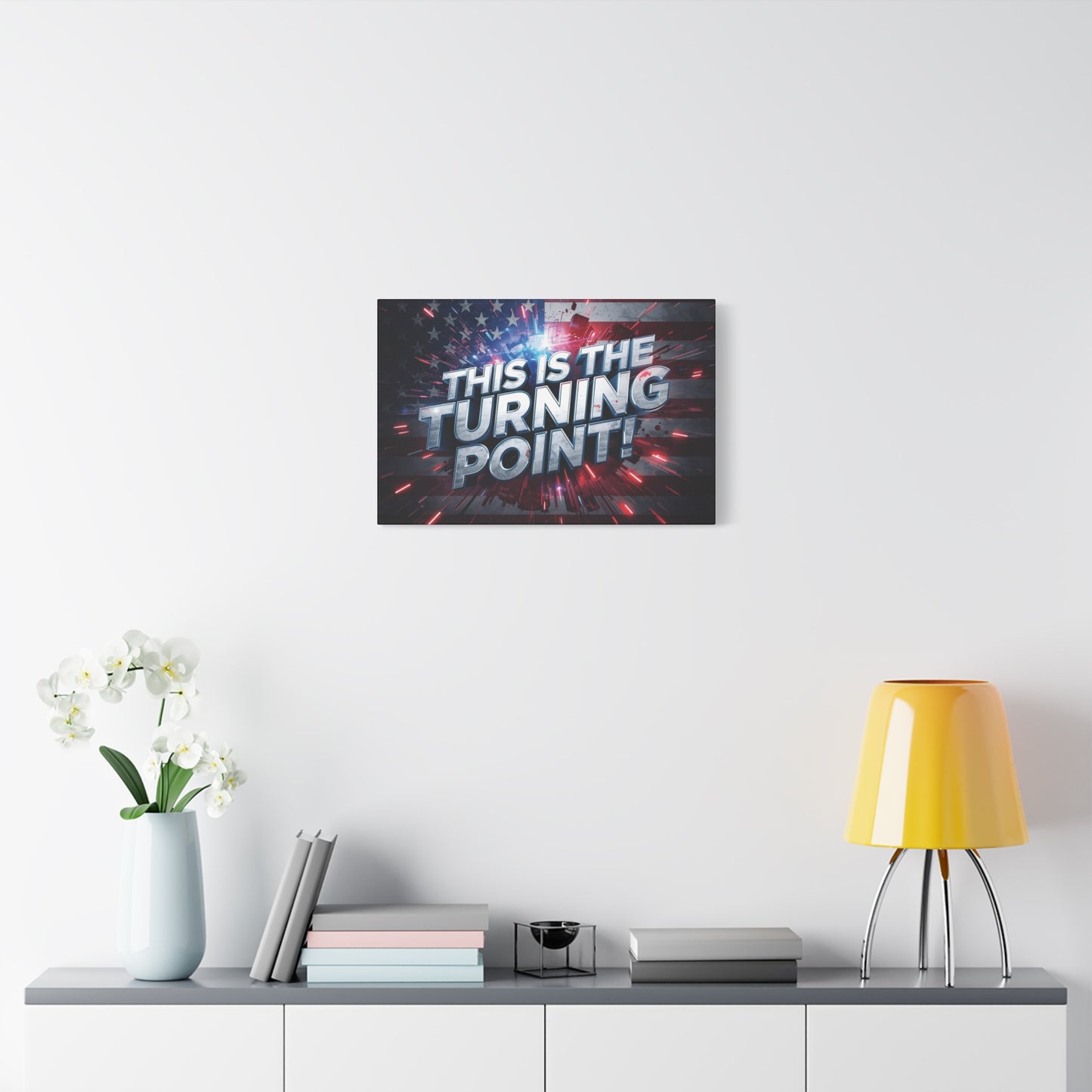 Canvas Print - Patriotic Wall Art - Stunning - Red White Blue - American Flag Backdrop - Charlie Kirk Inspired - This Is The Turning Point! - Multiple Sizes -