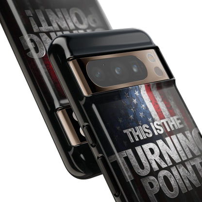 Stunning Patriotic Protective Cell Phone Case -  Charlie Kirk - This Is The Turning Point! - Red White Blue - Beautiful American Flag Backdrop Design - Perfect Gift for Everyday Use, Durable Cover, Stylish Protection