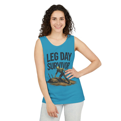 Leg Day Survivor! - Garment-Dyed Tank Top - Funny Gym Tank - Unisex Fitness Apparel - XS-3XL