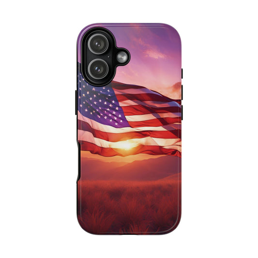 Stylish Phone Case - American Flag At Sunset Design -  Patriotic Gift for Veterans -  Independence Day -  Summer Vibes -