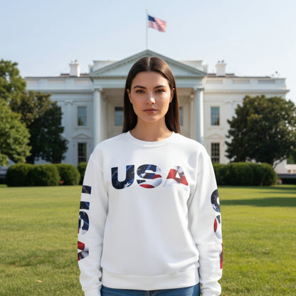 Patriotic USA Red White Blue - Crewneck Sweatshirt - Unisex Pullover - S-5XL